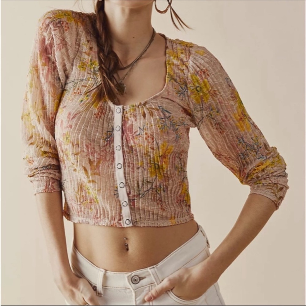 Free People Angelina Floral Print Top